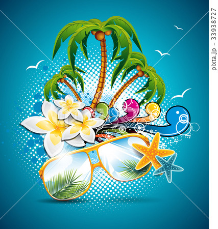 Summer Holiday Flyer Design with palm trees Summer Holiday Flyer Design with palm trees 33938727