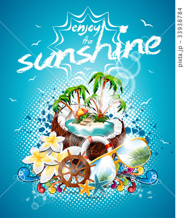 Vector Summer Holiday Flyer Design with palm trees Vector Summer Holiday Flyer Design with palm trees 33938784