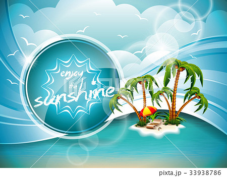 Vector Summer Holiday Flyer Design with palm trees Vector Summer Holiday Flyer Design with palm trees 33938786