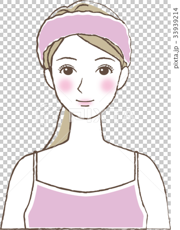 ヘアバンドの女性手書きタッチのイラスト素材