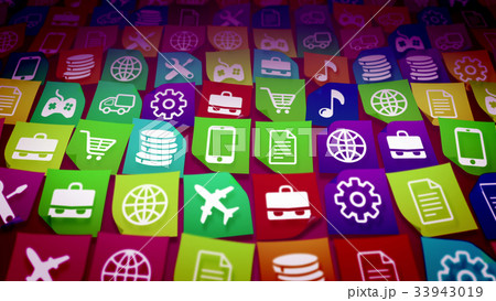 Mobile application icons taken diagonally Mobile application icons taken diagonally 33943019