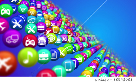 Socila media news balls in diagonal rows 33943033