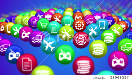 Socila media news balls in advancing rows Socila media news balls in advancing rows 33943037