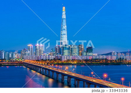Seoul Subway and Seoul City Skyline, South korea. 33943336