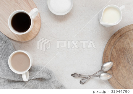 Cozy background with morning cups of coffee 33944790