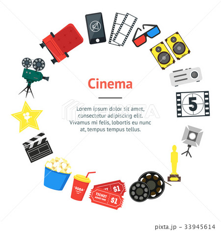 Cartoon Cinema Banner Card Circle. Vector Cartoon Cinema Banner Card Circle. Vector 33945614
