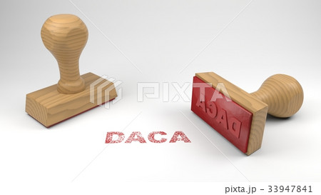 Two rubber stamps with the word DACA and a stamp  33947841