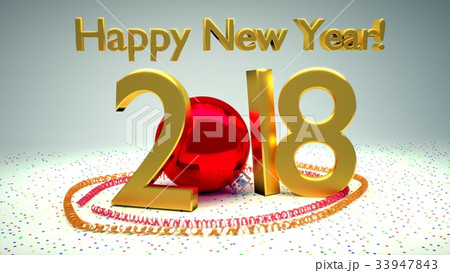 Happy new year 2018 with golden numbers  33947843