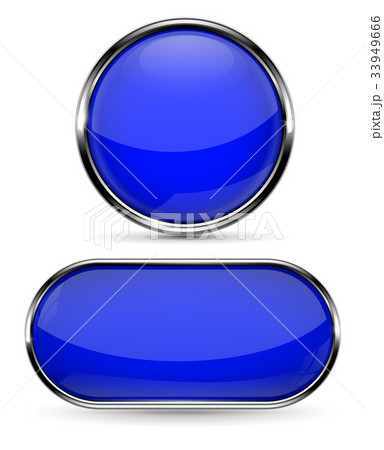 Blue buttons. Round and oval web icons 33949666