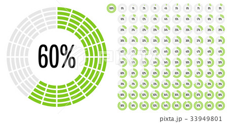 Set of circle percentage diagrams from 0 to 100 33949801