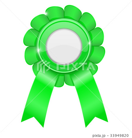 Green award sign. Shiny 3d prize symbol with white 33949820