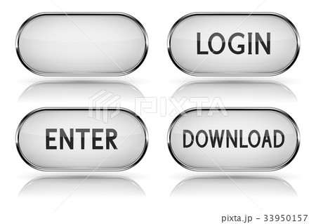 White oval buttons with metal frame 33950157