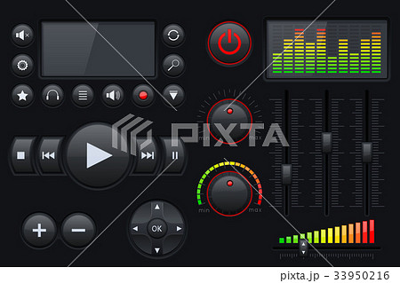 Set of media interface buttons. Set of media interface buttons. 33950216