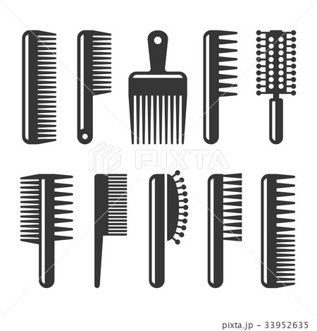 Hair Combs and Hairbrushes Icons Set. Vector 33952635