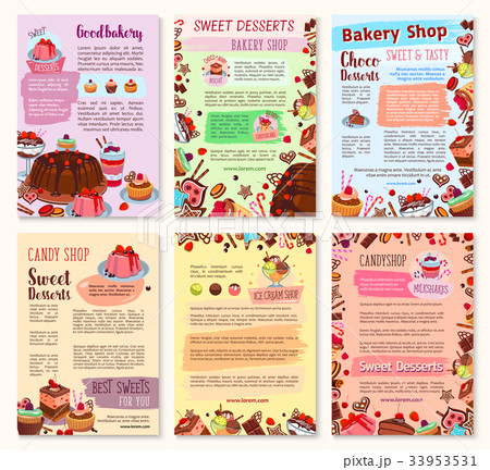 Bakery dessert, sweets and ice cream posters Bakery dessert, sweets and ice cream posters 33953531