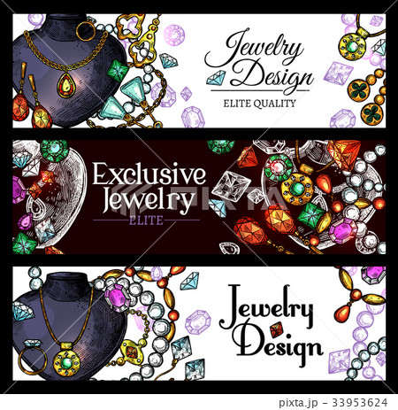 Jewelry and luxury fashion jewel banners 33953624