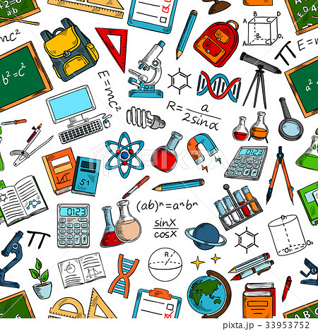 Science And Education Seamless Pattern Backgroundのイラスト素材