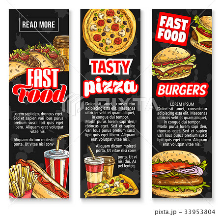 Fast food lunch with drink banners Fast food lunch with drink banners 33953804