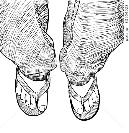 Hand drawing feet on slipper-Vector Illustration Hand drawing feet on slipper-Vector Illustration 33954028