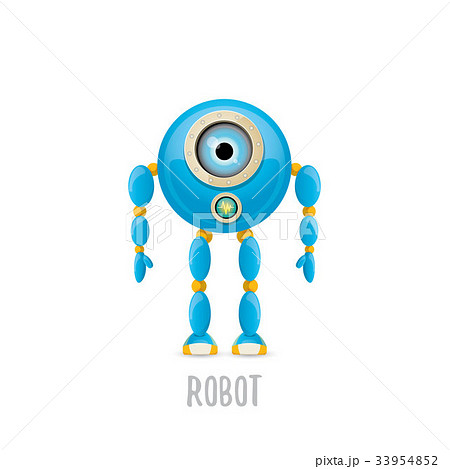 vector funny cartoon blue robot character 33954852