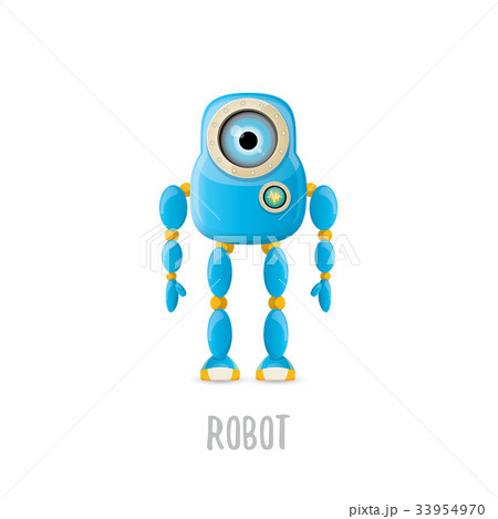 vector funny cartoon blue robot character vector funny cartoon blue robot character 33954970