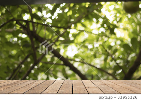 Brown wooden on front and nature background 33955326