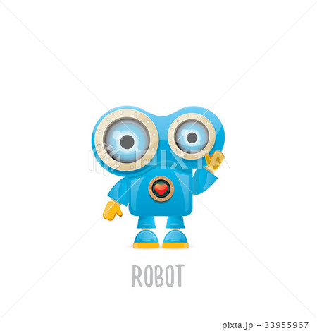 vector funny cartoon blue robot character 33955967