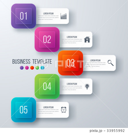 Infographics template 5 options with square 33955992