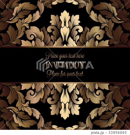 Vector luxury foliage with gold floral pattern Vector luxury foliage with gold floral pattern 33956893
