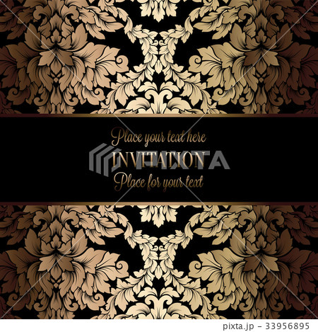 Vector luxury foliage with gold floral pattern Vector luxury foliage with gold floral pattern 33956895