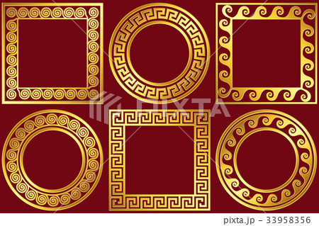 Set golden frames with Greek Meander pattern 33958356