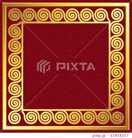 Golden square frame with Greek Meander pattern 33958357