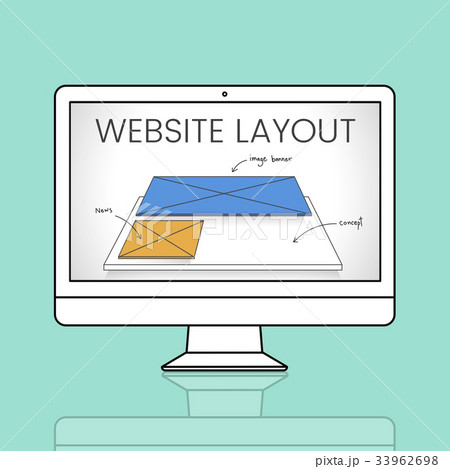 Network connection graphic overlay background on computer screen 33962698