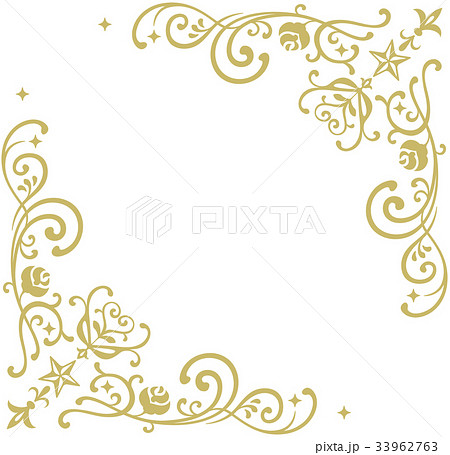 星と薔薇の飾り枠 ゴールド のイラスト素材