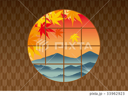 丸窓から見える秋の景色 イラスト Illustration Of Autumn Imageのイラスト素材
