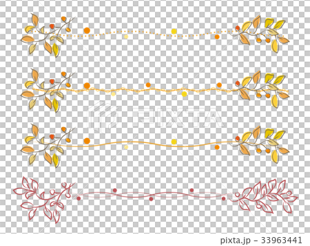 Autumn leaves, line frame 4 set - Stock Illustration [33963441] - PIXTA