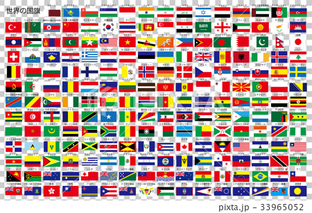 世界の国旗名称のイラスト素材