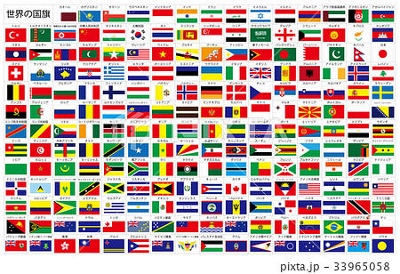 世界の国旗枠名称のイラスト素材