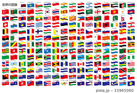 世界の国旗波名称のイラスト素材
