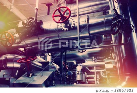 Industrial zone, Steel pipelines, valves and cable Industrial zone, Steel pipelines, valves and cable 33967903