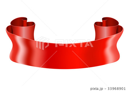 Red ribbon scroll. Shiny silk title banner Red ribbon scroll. Shiny silk title banner 33968901