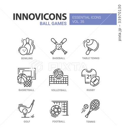 Ball Games - modern vector line design icons set. 33970130