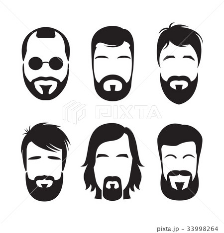 Set of bearded hipster men faces. 33998264