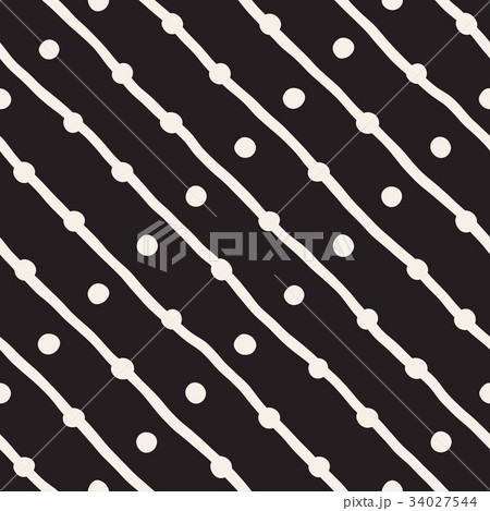 Vector Seamless Childlike Pattern. Monochrome Hand 34027544