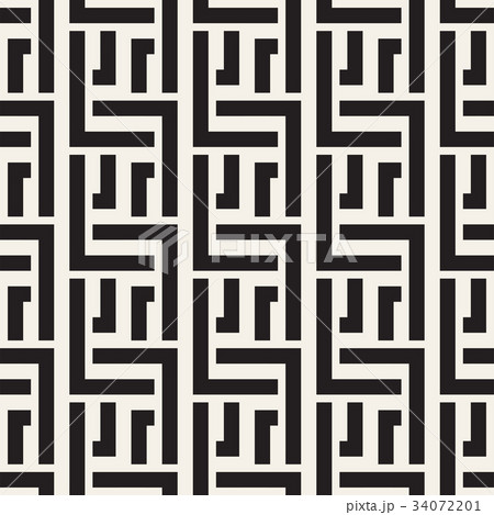 Interlacing Lines Maze Lattice. Ethnic Monochrome 34072201