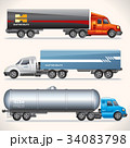Abstract Trucks with Trailers of Various Types. 34083798