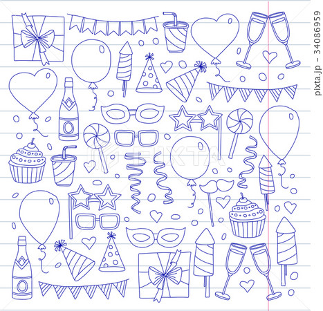 Kids party Children drawing Birthday party with 34086959