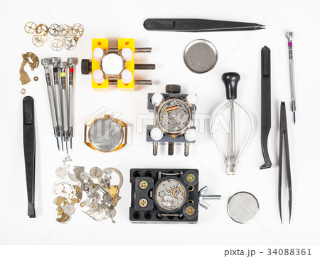 above view of watch repairing tools 34088361