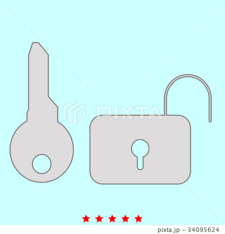 Key and lock  set  it is color icon . 34095624