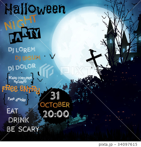 Vertical poster Halloween night party. 34097615